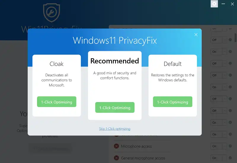 Win11PrivacyFix UI